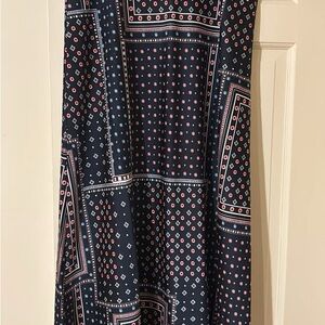 LOFT Navy and Pink Patterned Maxi Skirt